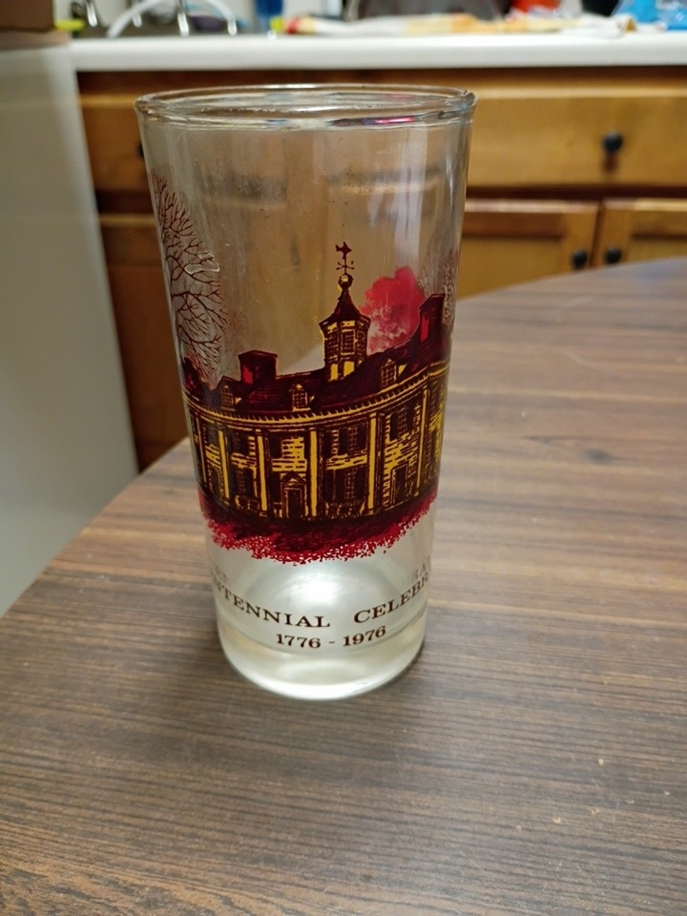Centennial Commemorative Drinking Glass - Red and Gold